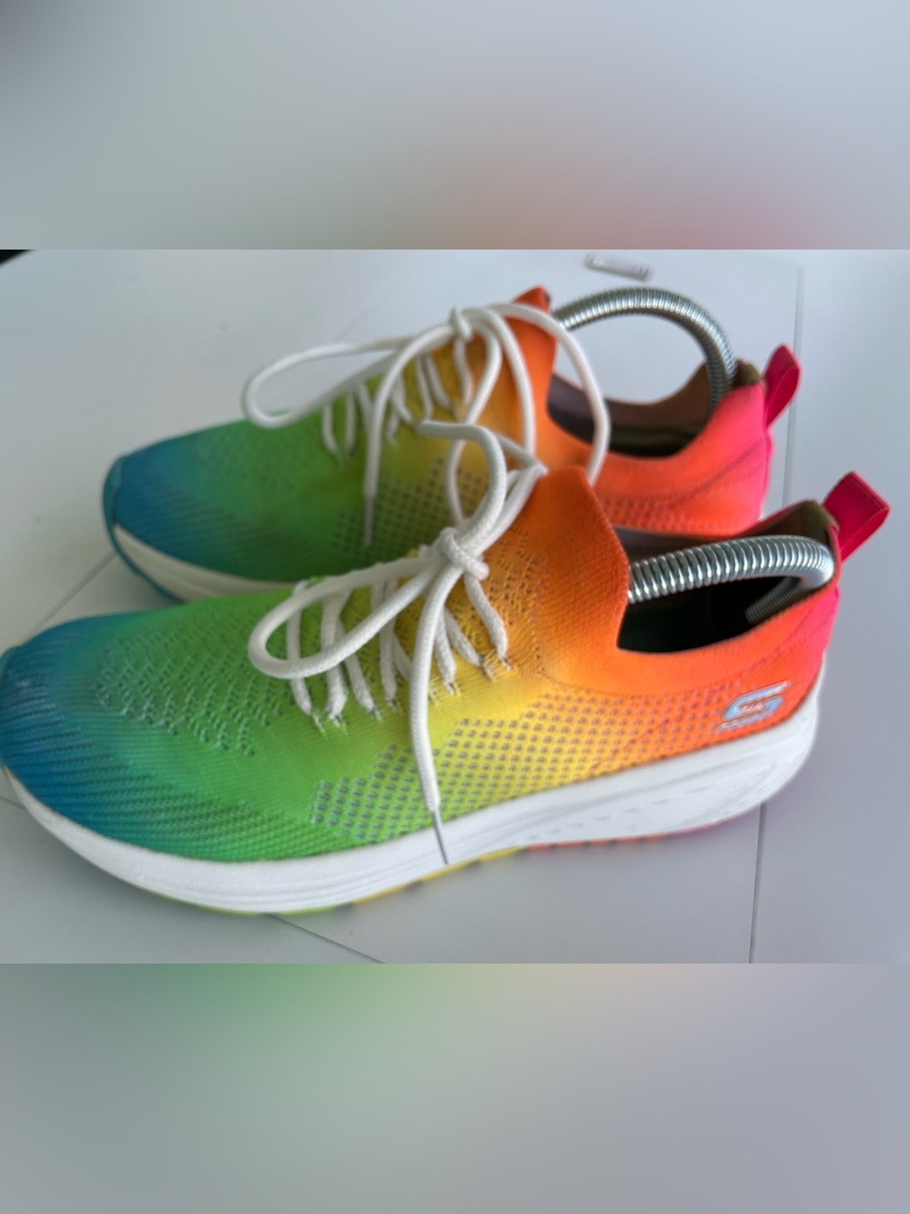 Skechers slide in sneakers gradient multicolor, knit memory foam, women 8 - Picture 6 of 10